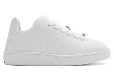 Pre-owned Burberry Box Leather Sneakers Equestrian Knight Motif (women's) In White