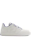 Burberry White Calf Leather Sneakers With Textured Tpu Sole In White