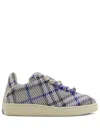 Burberry Box Checked Knitted Sneakers In Blau