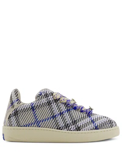 BURBERRY BOX PLAID-CHECK SNEAKERS - WOMEN'S - GOAT SKIN/POLYESTER/BRASS/FLEX POLYESTERELASTANE