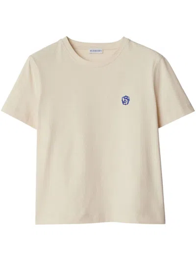 Burberry Organic Cotton Boxy T-shirt In Beige
