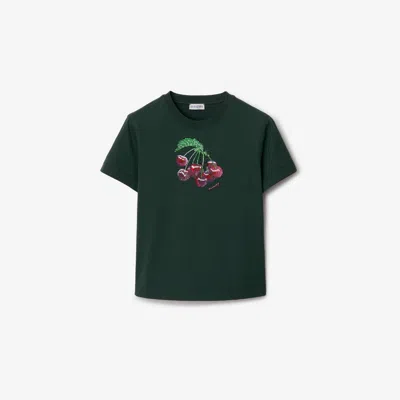Burberry Crystal-embellished Cotton T-shirt In Fir