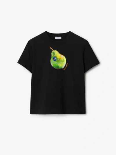 Burberry Boxy Crystal Pear Cotton T-shirt In Black