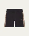 Burberry Cotton Shorts With Check Trims For Kids In Black