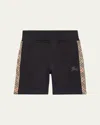 Burberry Cotton Shorts With Check Trims For Kids In Black