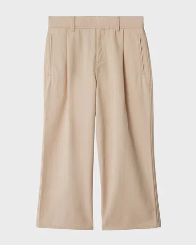 Burberry Kids' Boy's Carven Twill Trousers In Pale Stone
