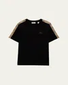 Burberry Boy's Cedar Check Tape Short-sleeve T-shirt