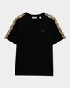 Burberry Boy's Cedar Check Tape Short-sleeve T-shirt
