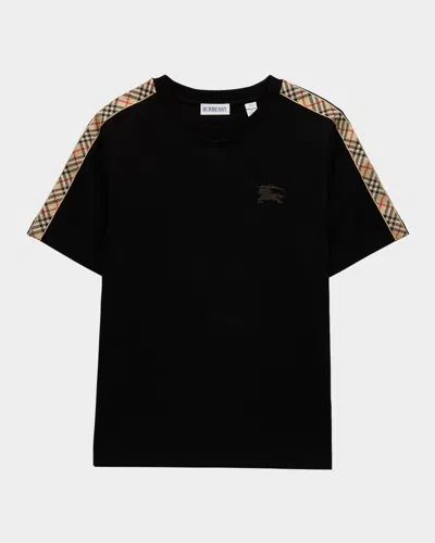 BURBERRY BOY'S CEDAR CHECK TAPE SHORT-SLEEVE T-SHIRT