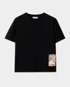 Burberry Boy's Cedar Ekd Label Short-sleeve Cotton T-shirt In Black