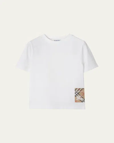 Burberry Kids' Boy's Cedar Ekd Label Short-sleeve T-shirt In White