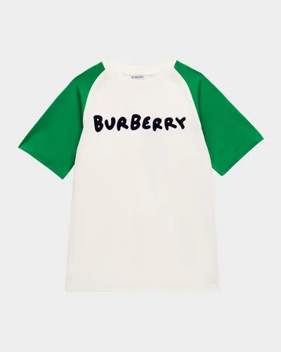Burberry Kids' Boy's Cedar Logo-print Raglan T-shirt In Multi