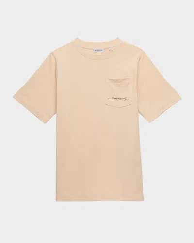 Burberry Kid's Cedar Logo Script T-shirt In Calico