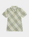 Burberry Boy's Check-print Button Down Shirt In Breeze Ip Check