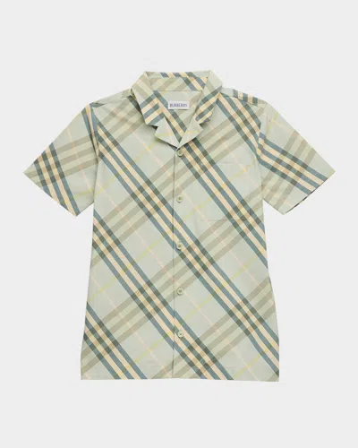 Burberry Kids' Boy's Check-print Button Down Shirt In Breeze Ip Check