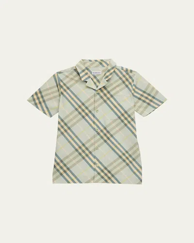 BURBERRY BOY'S CHECK-PRINT BUTTON DOWN SHIRT