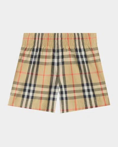 Burberry Kids' Boy's Check Swim Shorts In Multi