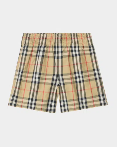 Burberry Kids' Boy's Check Swim Shorts In Multi