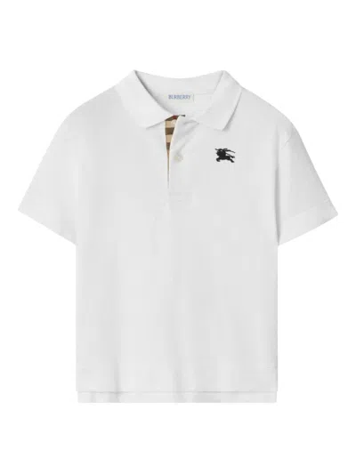 Burberry Boy's Cotton Pique Polo Shirt In White