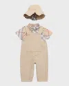 Burberry Boy's Darwin Check-print 3-piece Set In Hunter