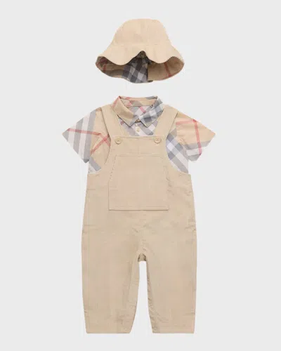 Burberry Kids' Boy's Darwin Check-print 3-piece Set In Hunter