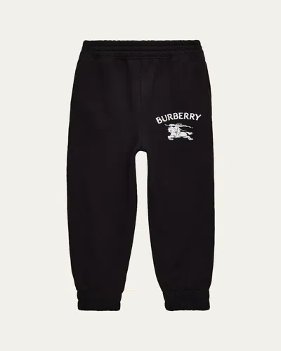 Burberry Kids' Boy's Jackson Ekd Cotton Jogging Pants In Black
