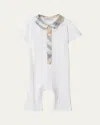 Burberry Boy's Jaxon Check Playsuit In White