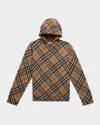 Burberry Boy's Jimmy Check-print Hoodie In Sand Ip Check