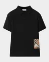 Burberry Boy's Johane Ekd Logo-patch Polo Shirt In Black