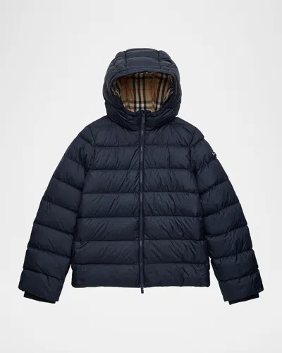 Burberry Kids' Boy's Juno Nylon Puffer Down Coat In Blue