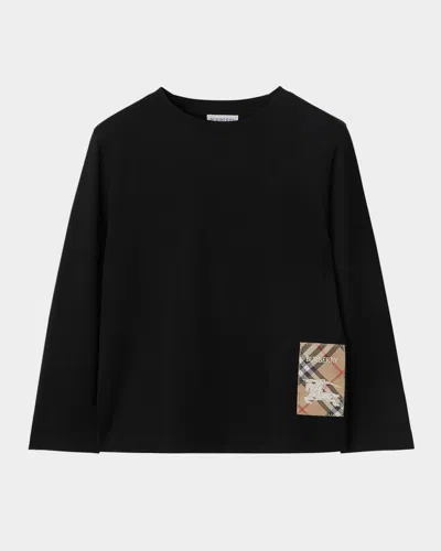 BURBERRY BOY'S KOOPER CHECK LABEL TOP