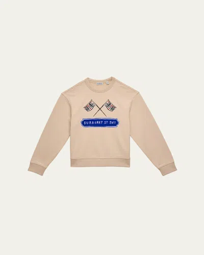 Burberry Kids' Boy's Mathew Check Flag Cotton Sweatshirt In Multi