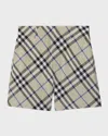 Burberry Boy's Oscar Check-print Shorts In Lichen Check