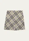 Burberry Check-print Cotton Shorts In Lichen Check