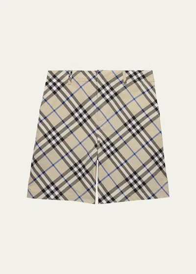 Burberry Kids' Check-print Cotton Shorts In Grey