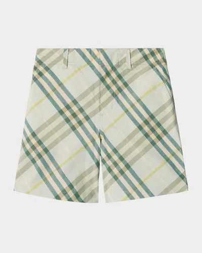 BURBERRY BOY'S OSCAR CHECK WOVEN COTTON SHORTS