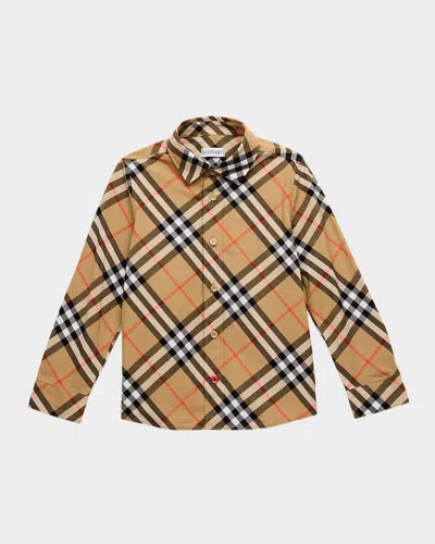 Burberry Kids' Boy's Owen Check-print Shirt In Sand Ip Check