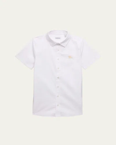 Burberry Kids' Boy's Owen Ekd Short-sleeve Shirt In White