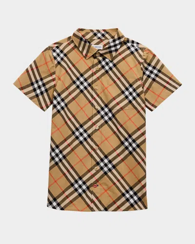 Burberry Kids' Boy's Owen Short-sleeve Shirt In Neutral