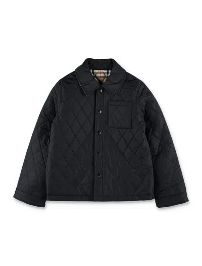 Burberry Boy's Quilted Snap Front Jacket In Black
