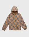 Burberry Boy's Rufus Check-print Reversible Jacket In Sand Check
