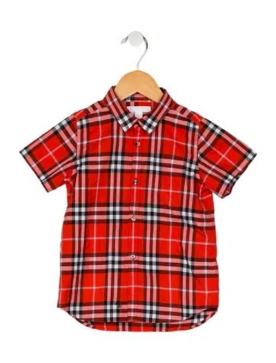 Pre-owned Burberry Babies' Boy's Short Sleeve Button-up Shirt In Orange