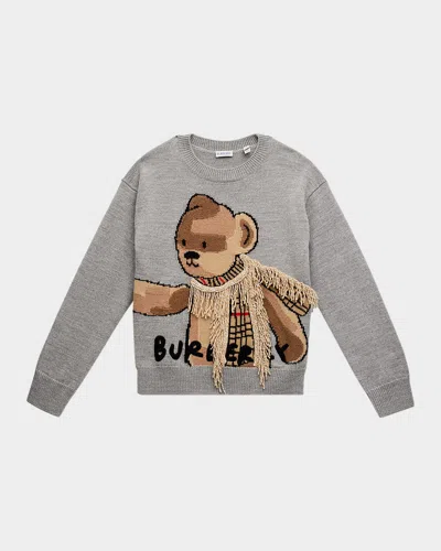 BURBERRY BOY'S TEDDY SCARF CREWNECK SWEATER