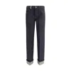 Burberry Cotton Blend Trouser With Metal Belt Loop