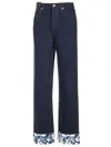 Burberry Contrast Cuff Denim Trousers In Blue