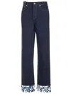 Burberry Contrast Cuff Denim Trousers In Blue