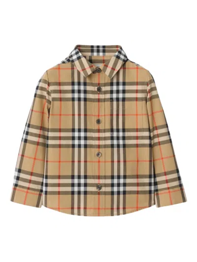 Burberry Boys' 100% Cotton Button-front Shirt In Beige