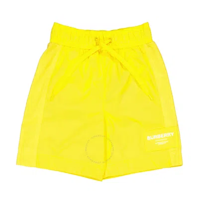 Burberry Kids'  Boys Acid Yellow Horseferry Motif Swim Shorts