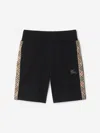 Burberry Cotton Shorts With Check Trims For Kids In Black