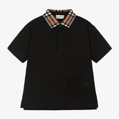 Burberry Kids' Boys Black Check Polo Shirt